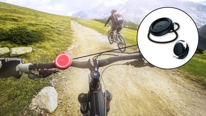 Clip Bicicleta MILO Action Communicator instalado en manillar de bicicleta